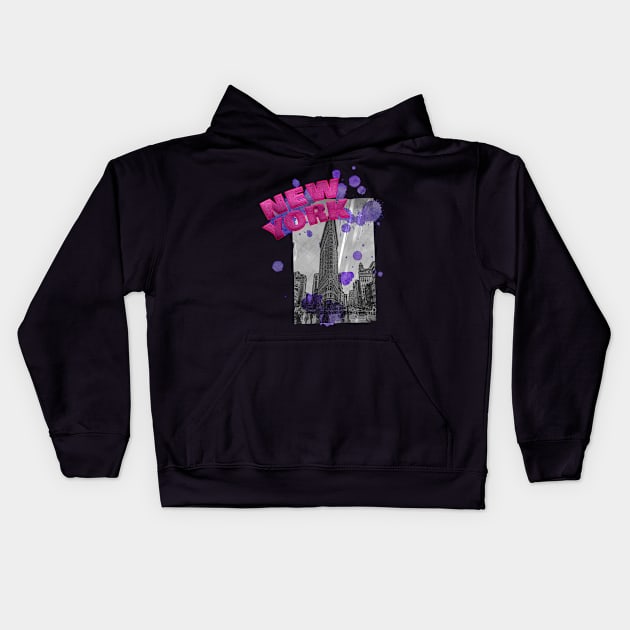 New York Drip - Pink/Purple Kids Hoodie by MerlinArt